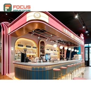 Exhibidor de Lujo para Café, Estante Abierto para Tazas y Jarras, Acabado en Nogal, Exhibidor de Productos para Tiendas - Product Image 1