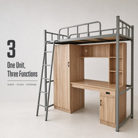 Lit superposé en métal avec bureau intégré, cadre de lit mezzanine en acier, lit surélevé avec armoire, lit superposé simple pour enfants et adultes