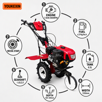 Precio de Fábrica, Motocultor de Tracción Directa a Gasolina, Estructura Reforzada, Ruedas 4x4, Bajo MOQ para Fabricantes de Maquinaria Agrícola Comercial