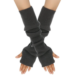 <span class=keywords><strong>Guanti</strong></span> Lunghi da Donna Senza Dita in Maglia Tinta Unita, Manicotti Caldi Autunnali e Invernali, Stile Classico alla Moda - Product Image 6