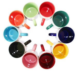 Tasse à café personnalisée par sublimation de 11oz en gros tasse en porcelaine à poignée colorée intérieure pour l'impression - Product Image 2