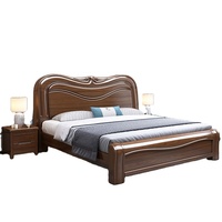 Ensemble de meubles de chambre à coucher avec lit king-size/double en bois massif de noyer moderne personnalisé