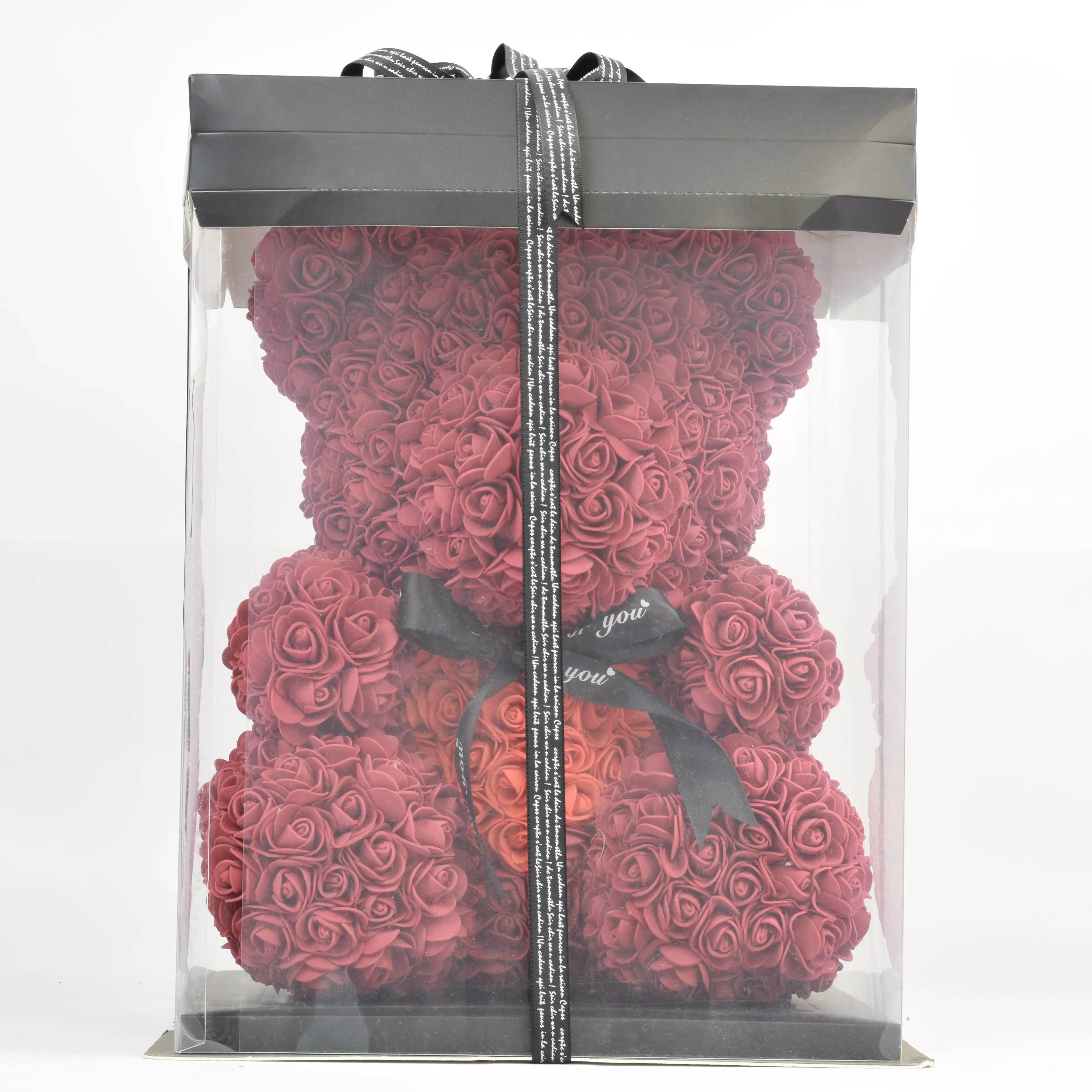 Amazon Hot Koop Foam Rose Teddybeer Met Doos Valentijnsdag Vriendin Moeder Dag Gift Pu Rose Hoofd Diy rose Bloem Pe Bloemen