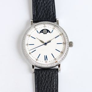 Montre de luxe personnalisée pour homme d'affaires, automatique, mécanique, de haute qualité, avec cadran à phases lunaires, diamants et calendrier. - Product Image 1