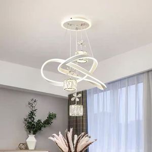 Lampadario a sospensione a LED in cristallo bianco, moderno e semplice, regolabile in altezza, per ristoranti, camere da letto, sale da pranzo e <span class=keywords><strong>negozi</strong></span> commerciali, ideale per l'uso transfrontaliero. - Product Image 4