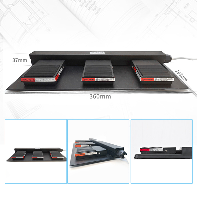XURUI XF-1T 10A 250VAC 3dpt USB Three Foot Switch Pedal Control IP54 Rated /TUV/CE Certified Iron Body
