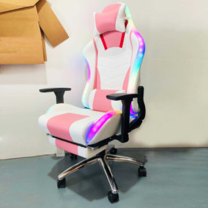 <span class=keywords><strong>Silla</strong></span> de Computadora Ergonómica 2D con Reposabrazos de Cuero Suave, <span class=keywords><strong>Silla</strong></span> de Juego <span class=keywords><strong>Rosa</strong></span> Reclinable con Luces LED RGB - Product Image 2