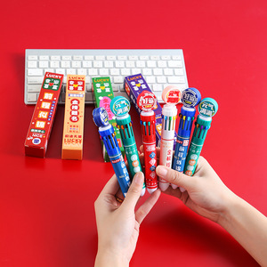 10 Color Ballpoint <b>Pen</b> Set Multi Colored Push Button Student Office Stationery Inspirational Design Plastic Body - Product Image 1