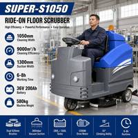 Autolaveuse autoportée grande surface avec système à double brosse et balai large pour le nettoyage des supermarchés et des centres commerciaux
