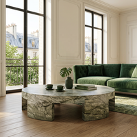 Table basse en marbre vert naturel exquis atmosphérique personnalisable de Tostone pour la décoration intérieure et extérieure