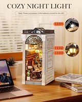 Rumah Miniatur 3D dari Kayu untuk Pemula, Puzzle Book Nook dengan Lampu LED, Penutup Anti Debu, Kit DIY untuk Rak Buku
