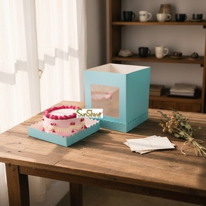 Wholesale Luxury Bulk Birthday Square Cake <b>Box</b> with Lid 8\" 10\" 12\" 14\" Inch Large Food Grade Folders Matt Lamination - Product Image 1