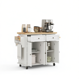 Carrito de Cocina con 2 Cajones y 3 Estantes, Diseño Moderno de Madera para Organización y Almacenamiento - Product Image 1