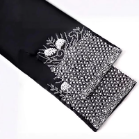 Abaya noire pour femmes, robe longue élégante, robe maxi modeste, broderie argentée perlée, manches évasées, mode islamique Dubaï, robe longue musulmane