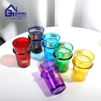 Tasses à thé marocaines décoratives Garbo GB048106 170ml en verre transparent, style minimaliste, écologiques, avec impression par transfert couleur