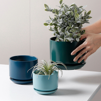 Pot de fleurs en céramique personnalisé en gros avec plateaux Décoration d'intérieur Fournitures de jardinage Bonsaï Conception pour une utilisation en extérieur et sur le bureau Jardinières au sol