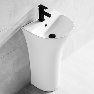 Ceramic Pedestal Basin Single Hole One Piece Easy Cleaning Bathroom <b>Sink</b> For <b>Small</b> Spaces - Product Image 2
