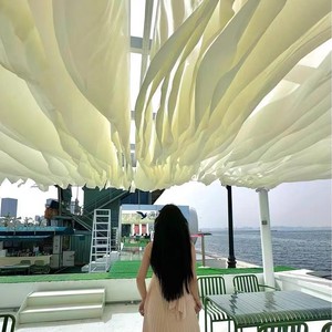 Vento-azionato da soffitto tenda di garza decorazioni per festa nuziale <span class=keywords><strong>sala</strong></span> matrimonio soffitto sospeso <span class=keywords><strong>tende</strong></span> di nozze - Product Image 3