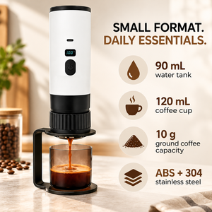 Machine à expresso portable auto-chauffante 3-en-1 OEM ODM pour la maison et les voyages, rechargeable, compatible capsules et café moulu, pour la vente en gros - Product Image 2