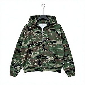 Sudadera con Capucha Oversize Personalizada de 330 g/m² con Cremallera Frontal y Lavado Ácido para Hombre, Ecológica, con Estampado Camuflaje, Multitalla, con Pedrería de Perlas - Product Image 5