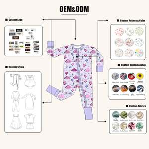 Pijama de Bambú Viscosa con Estampado Personalizado al por Mayor, Mameluco para Bebé con Cierre YKK, Ropa de Bambú para Bebé, Pijamas para Recién Nacidos y Niños Pequeños - Product Image 4