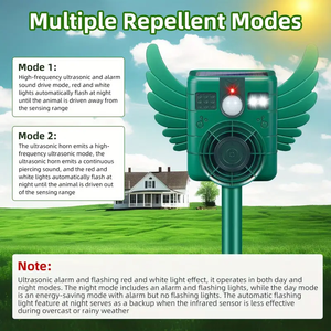 Repelente Ultrasónico de Animales para Exteriores, Dispositivos Repelentes de Ciervos con Energía Solar, Repelente de Ardillas con Detección de Movimiento, Impermeable para Gatos y Perros - Product Image 2