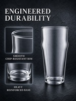 Verre à bière lisse de 15-16 oz avec rebord résistant aux éclats, base renforcée, vente en gros d'usine pour brasseries professionnelles