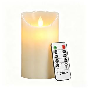 Bougies LED en forme de pilier avec télécommande et minuterie, flamme vacillante, cire véritable, sûres pour les mariages, les fêtes, les anniversaires, les dîners, la décoration romantique - Product Image 1