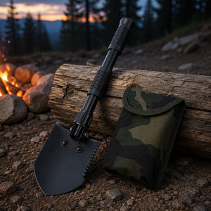 Pelle pliante tactique multifonction en acier au carbone pour la survie en plein air avec manche détachable - Product Image 6