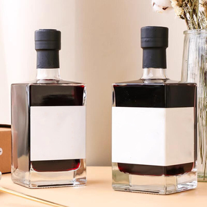 Logo personnalisé <span class=keywords><strong>Noir</strong></span> 500ml 750ml Spiritueux Tequila <span class=keywords><strong>Vodka</strong></span> Brandy Whisky Rhum Gin Liqueur Bouteille En Verre Avec Bouchon <span class=keywords><strong>Noir</strong></span> - Product Image 1