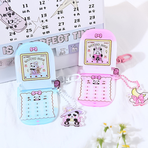 Colgante de teléfono plegable de acrílico, llaveros personalizados de acrílico transparente con forma de teléfono plegable, llavero colgante de plástico con diseño de dibujos animados, lindo - Product Image 4