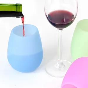 Homeware açık seyahat kırmızı silikon şarap kadehi fincan stok gıda sınıfı silikon şarap bardağı katlanabilir anti-sonbahar ile Minimalist