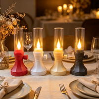 Lampe à LED miniature 2,28*5,39 pouces, style bougie, abat-jour losange, fonctionnant sur piles, flamme simulée, décoration d'intérieur