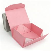 Boîte cadeau pliante élégante rose personnalisée, boîte d'emballage rigide en papier pliable avec fermeture magnétique pour cosmétiques et vêtements