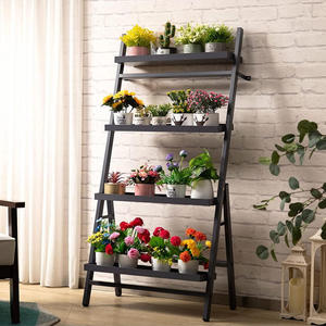 Estante Plegable para Plantas con Marco Metálico, Estante Multifuncional Móvil <span class=keywords><strong>Tipo</strong></span> <span class=keywords><strong>Escalera</strong></span> para Flores - Product Image 1
