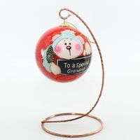 Boule de Noël en verre peinte personnalisée avec motif intérieur et extérieur en résine rouge incassable pour décorations suspendues