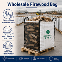 Sac de stockage pour bûches en bois, vente en gros, 2000 kg, ventilé, sac en vrac FIBC Jumbo pour bois de chauffage, traité anti-UV, réutilisable, robuste, Saco De Lena