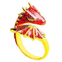 Produit Tendance 2026 : Bague pour Garçons en Alliage Plaqué Or, Style Rétro Vintage Ouvert, Esthétique Sombre, Motif Petit Monstre Dragon