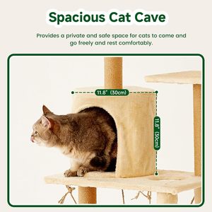 5-Tier Deluxe <b>Cat</b> Tree Tower with <b>Scratching</b> Tree <b>Posts</b> - E1 Particle Board, Plush Perches & Condo, Sisal Rope, Multi-Level - Product Image 6