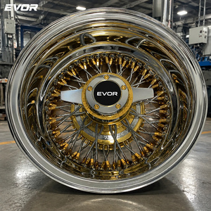 EVOR Drahtspeichenfelgen Knockoffs 72 Kreuz/72 Gerade/100 Gerade Chrom-Rad 13 Zoll Felgen Gold Dayton - Product Image 5