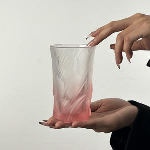 Tazza rosa in vetro trasparente smerigliato da ragazza MM in tazza di alta qualità a forma di speciale, sensazione avanzata di casa e ufficio e tazza da tè. - Product Image 3