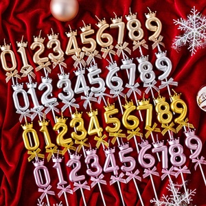Vendita calda numeri di buon compleanno 0-9 candele Golden Crown Christmas Valentine Party <span class=keywords><strong>Candles</strong></span> - Product Image 4