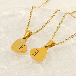 Zogxin Heart Shape Pendant Necklace 18K Gold Plated Stainless Steel English Letter A B C D Chain For Women Gift Jewelry - Product Image 3