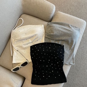 Damenmode Crop-Top Mesh Gerafftes Enganliegendes Tanktop Damen Schlankes Rückenfreies Tube-Top mit Eingebautem BH - Product Image 2