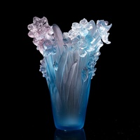 Vase en verre cristal Sinyore, motif floral sculpté, forme irrégulière, décoration de luxe pour salon et entrée, tendance mode