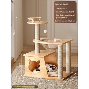 Árbol rascador de madera resistente al por mayor con casa grande y postes rascadores, diseño estable para hogares con varios gatos - Product Image 6