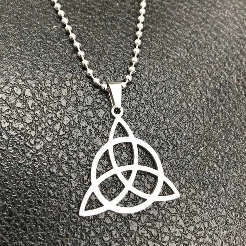 Ireland's Concentric Complex Good Luck Irish Triangle Celtic Knot Stainless Steel Viking Rune Amulet Pendant Jewelry Necklace
