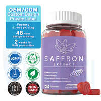 Gummies d'extrait de safran pur à marque privée OEM, véganes, pour le soutien de l'humeur, le soulagement du stress, l'aide au sommeil, la santé oculaire et la gestion du poids