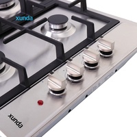 Appareils de cuisson Xunda, cuisinière hybride encastrable à 4 brûleurs, acier inoxydable, 3 brûleurs à gaz, 1 plaque chauffante électrique
