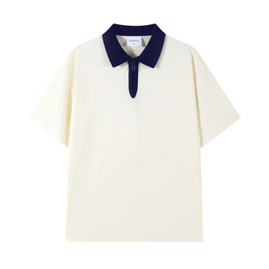 Camiseta <span class=keywords><strong>Polo</strong></span> Nueva para <span class=keywords><strong>Hombre</strong></span>, 230g, Transpirable, Moderna, con Media Cremallera, Colección Primavera Verano, Color Sólido, Manga Corta, Tops Oscuros - Product Image 4